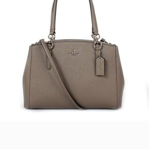 Coach Christie Carryall Crossgrain Leather Satchel Taupe Stone Shoulder Bag